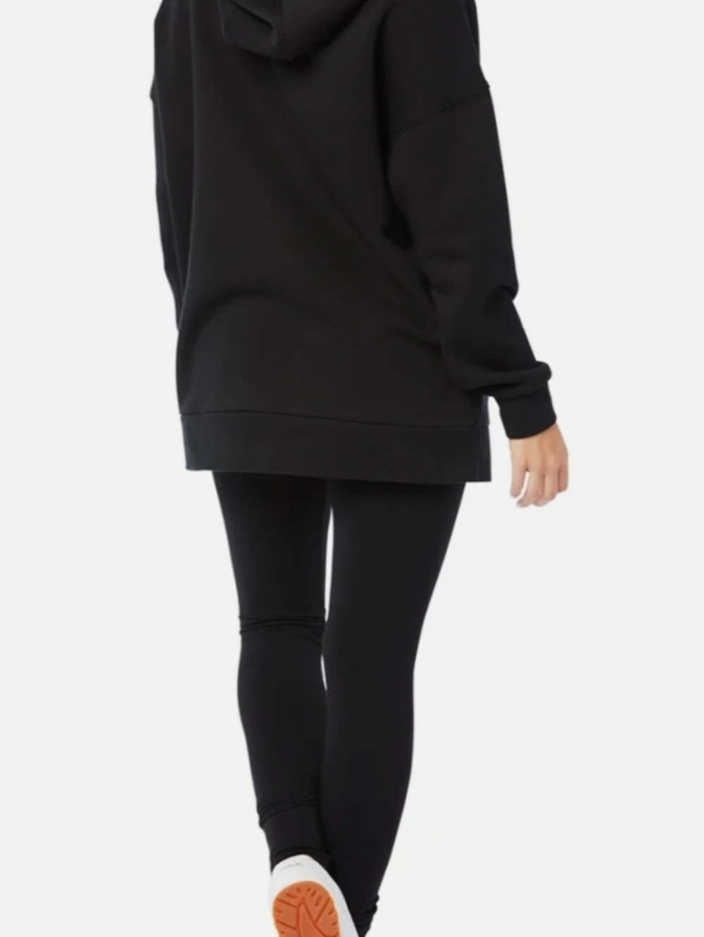 Black Hooded Pullover Sweatshirt with Minimal Seagull Accent - Picture 2 of 3